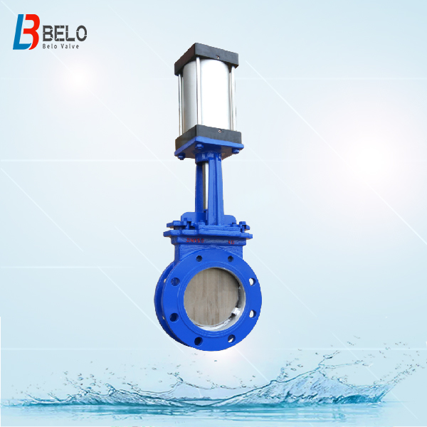 pneumatic cylinder actuated knife type gate valve