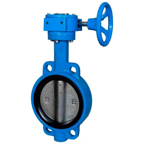 EPDM seat resilient sealing wafer type butterfly valve with worm gear box-Belo Valve