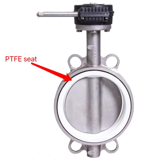 Stainless steel worm gear box wafer PTFE seated butterfly valve-Belo Valve
