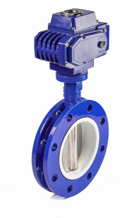 Electrical PTFE lined soft sealing U type double flange butterfly valve-Belo Valve
