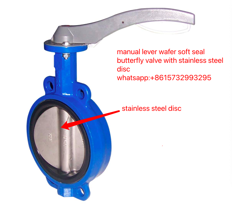 manual lever wafer soft sealing butterfly valve with stainless steel disc-Belo Valve