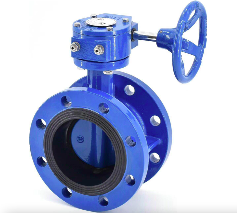 ductile iron worm gear operated resilient soft seal flange butterfly valve-Belo Valve