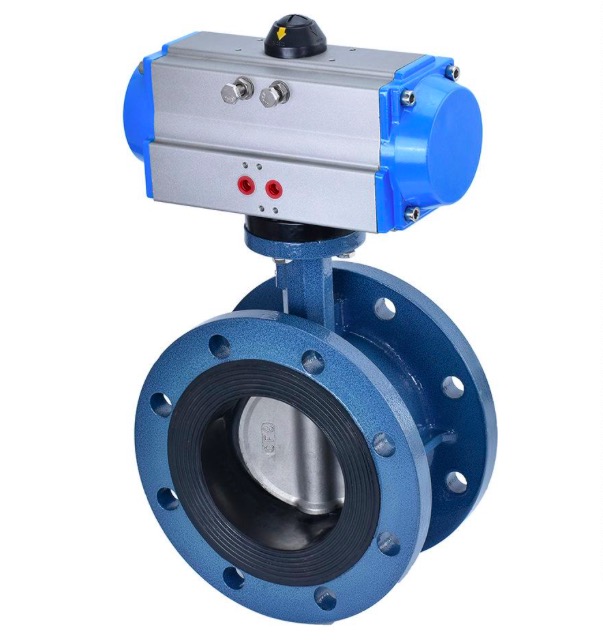 Pneumatic actuated concentric flange rubber lined soft sealed butterfly valve-Belo Valve