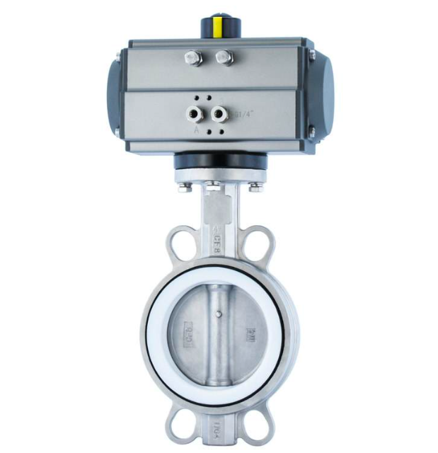 Pneumatic actuated stainless steel concentric wafer type PTFE lined butterfly valve-Belo Valve