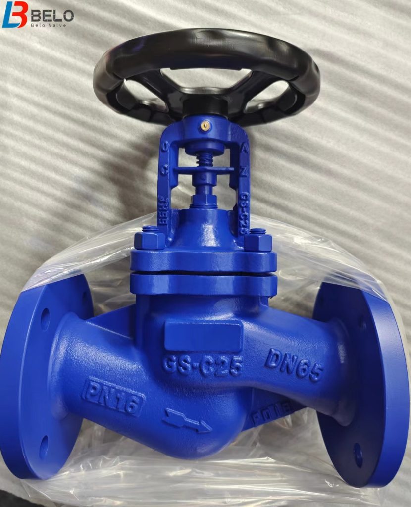 DN65 PN16 cast steel DIN bellows globe valve-Belo Valve