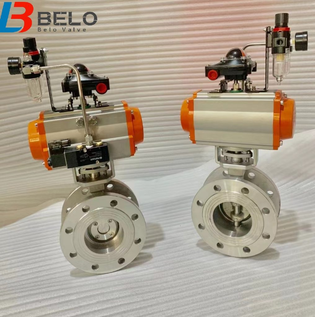Pneumatic actuated stainless steel eccentric metal seal flange butterfly valve-Belo Valve