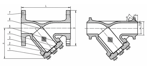 structural drawing for Y type strainer and filter-Belo Valve